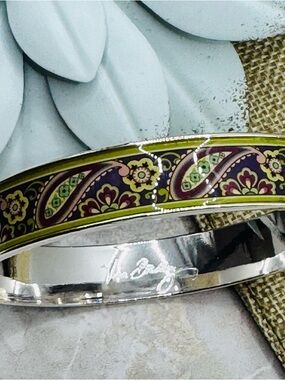 Vera Bradley Floral Paisley Enamel Bangle - Lime Green & Purple
